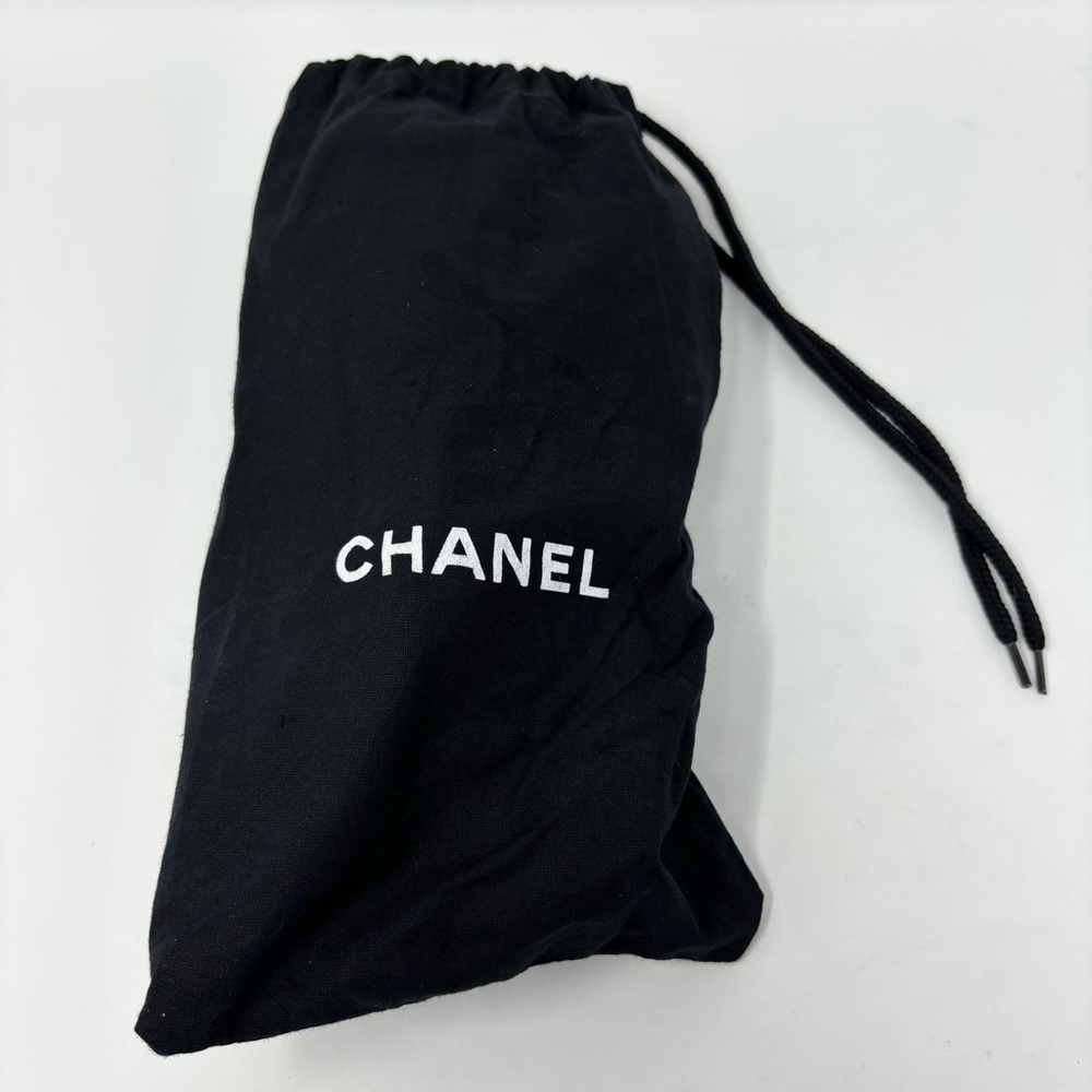 Chanel CC Cap Toe Bow Mules Black Canvas Kitten Heel Size 37.5 Y2K Vintage Satin - Picture 16 of 16